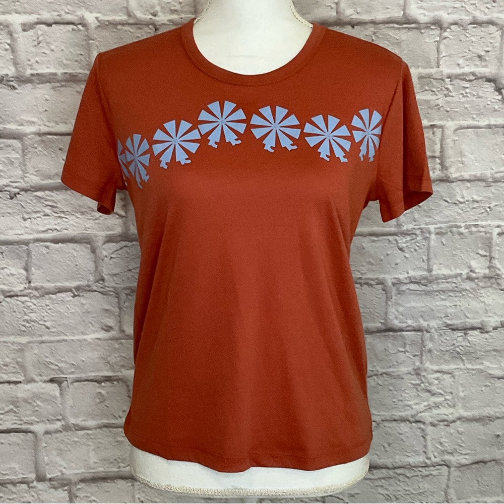 Marine Layer Medium Orange Blue Graphic Design Short Sleeve T Shirt